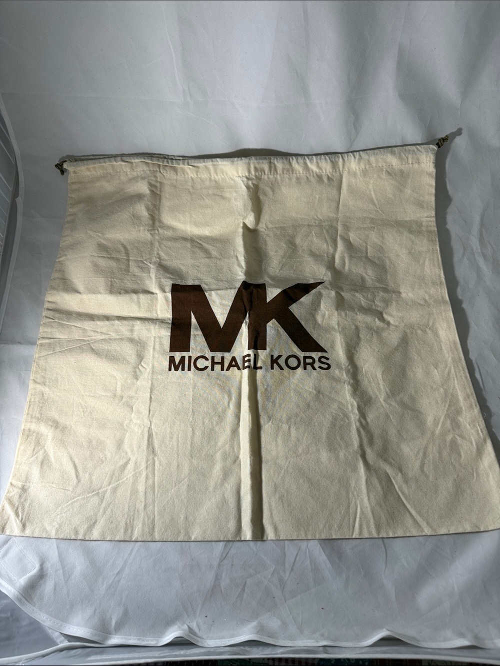 Michael Kors Cream Dust Bag with Brown MK Logo Drawstring